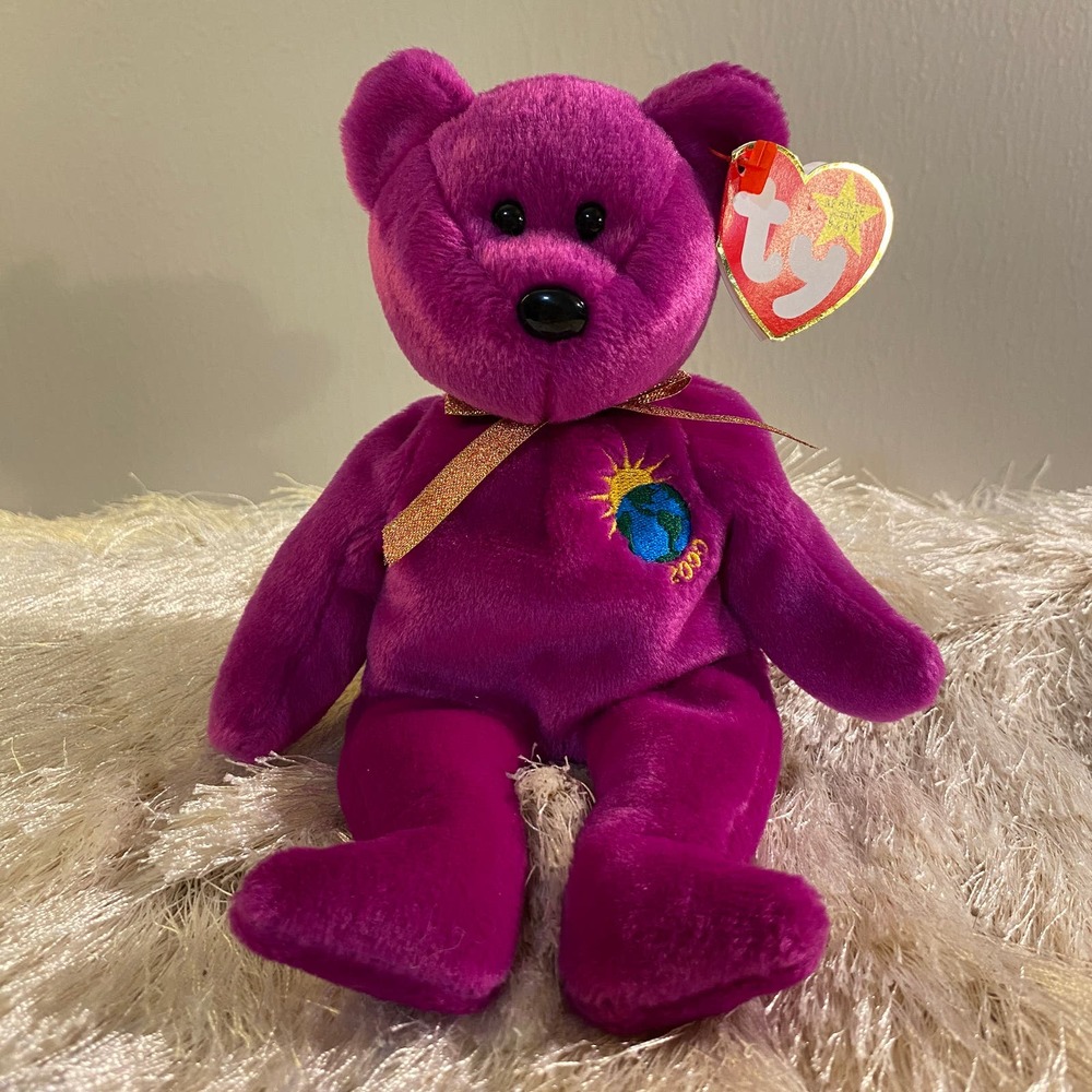 RARE Ty Beanie Baby Bear Millennium 🎊 name spelled wrong! Major ERROR🧸🤦🏻‍♀️
